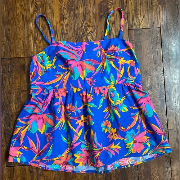 J. CREW Tropical Tie Back Strappy Top in Brilliant Blue Fuschia Size 10 - Picture 3 of 7